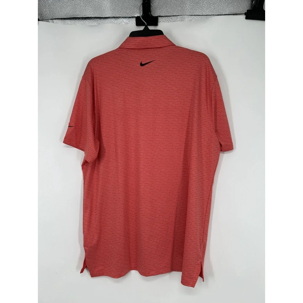 Nike‎ Vapor Golf Polo Shirt Men Large Red Stripes Dri Fit Performance CU9800-631